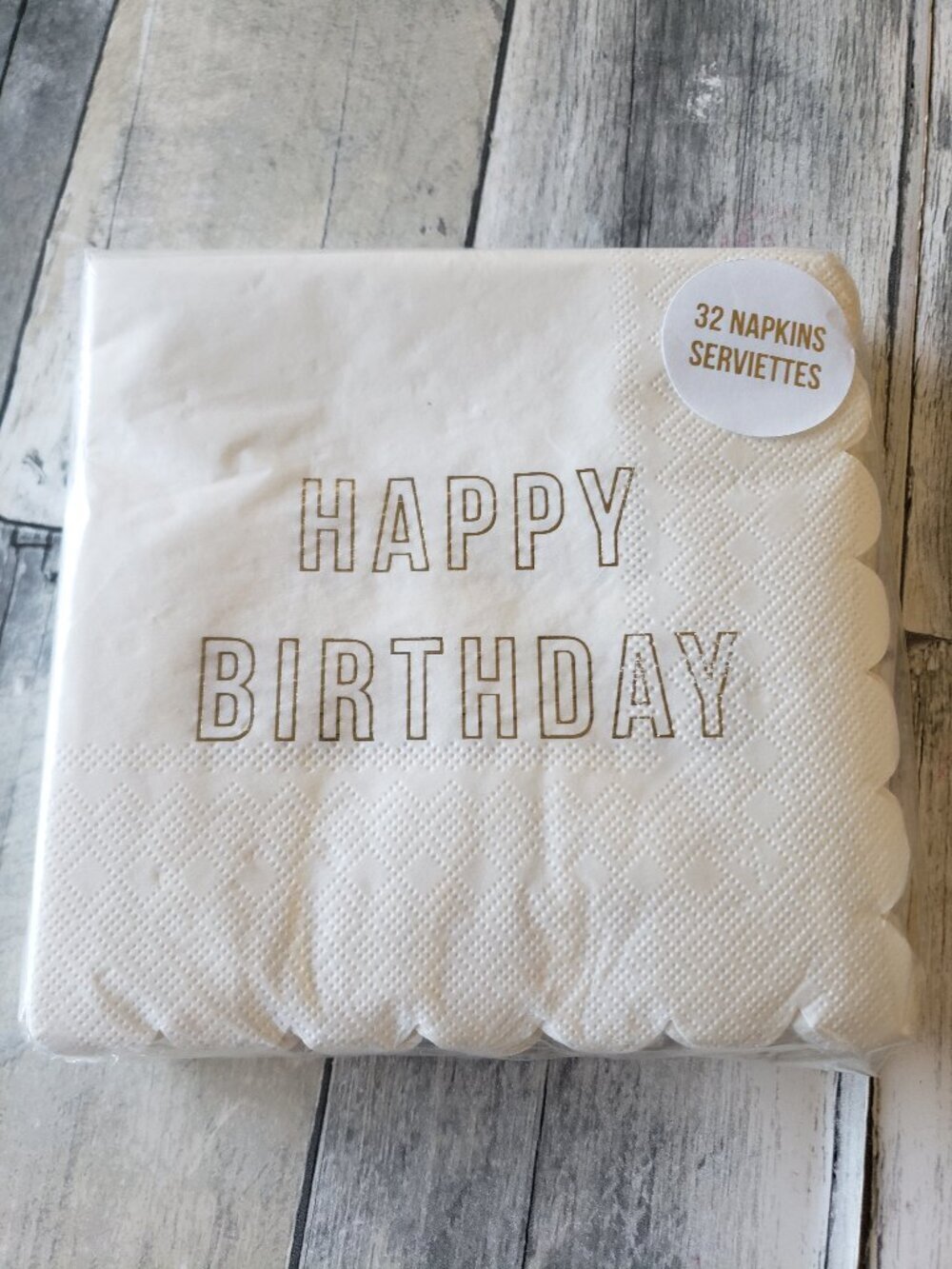 NWT - Meri Meri Happy Birthday With Gold Details 32ct. (6.5"x6.5")